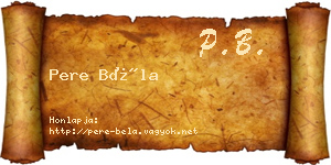 Pere Béla névjegykártya