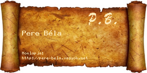 Pere Béla névjegykártya